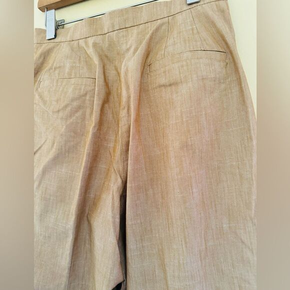 Wide-Leg High-Rise Linen Blend Pants - Tan - Picture 6 of 8